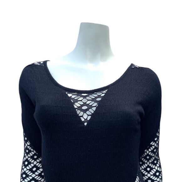 Free People To The Point Black Crochet Cut-Out Skater Dress - Picture 9 of 12